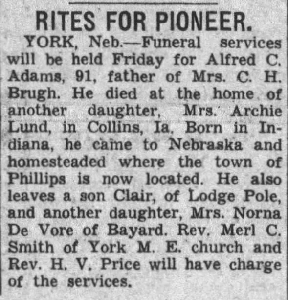 Obituary for Alfred C. Adams (Aged 91)
